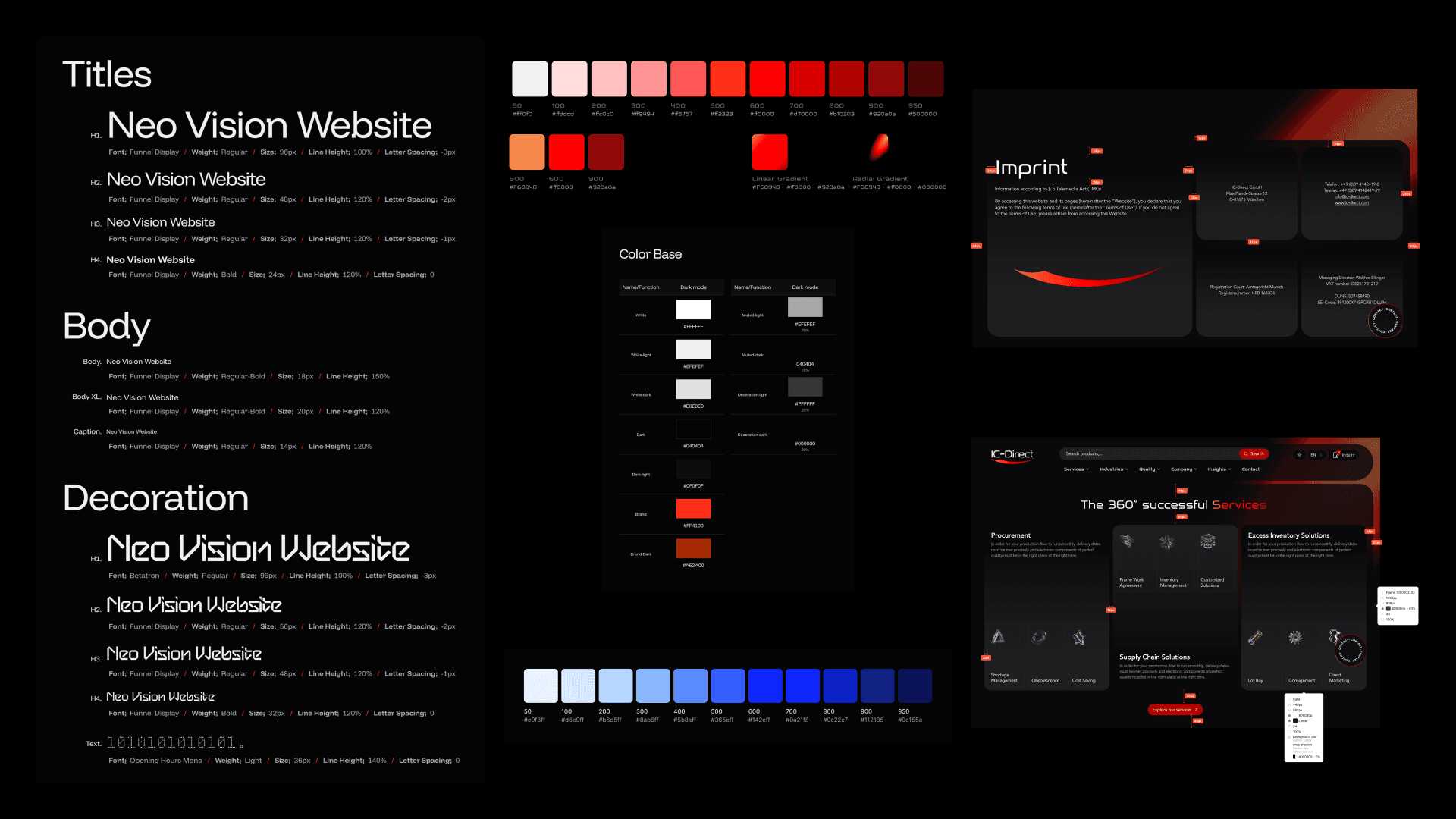 Neo Vision website: design system