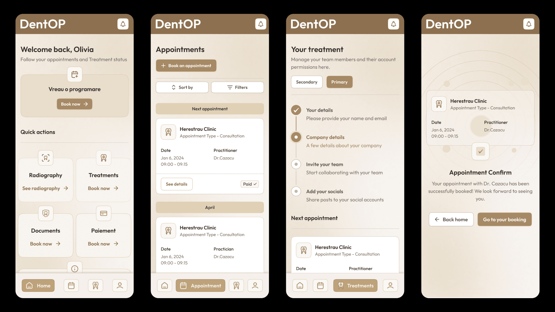 DentOP patient app: visual design